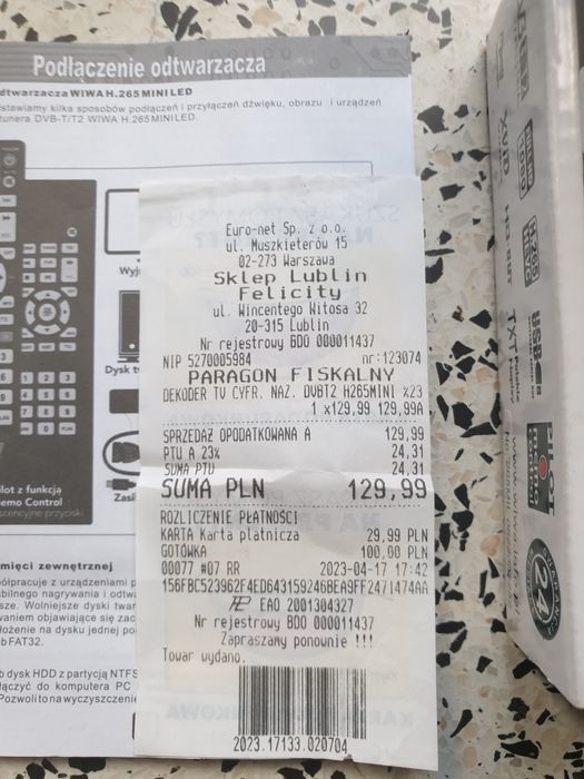 Dekoder DVB T2 nowy na gwarancji