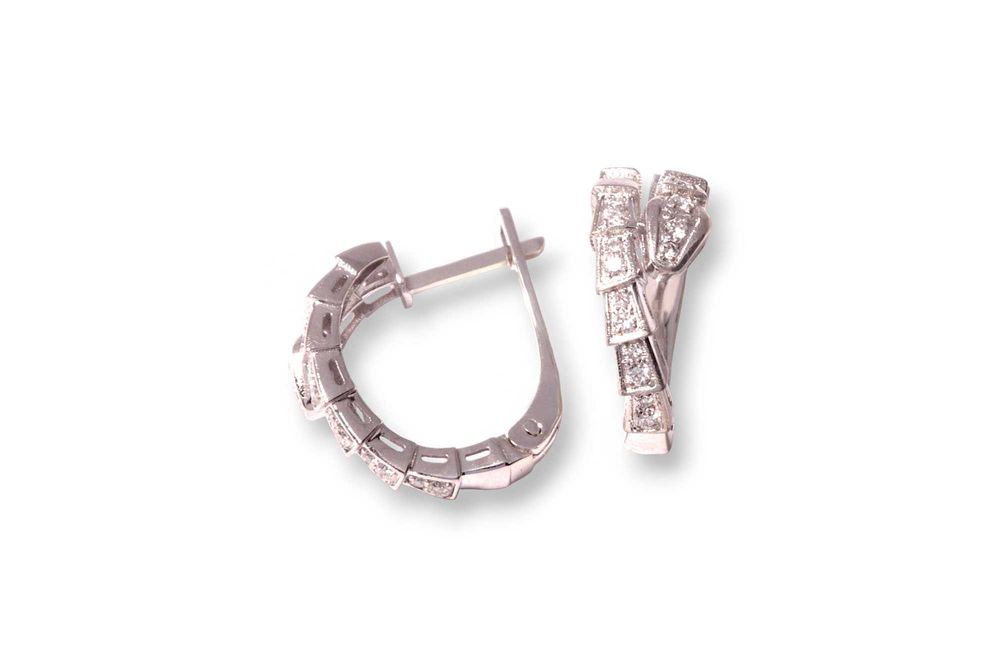 Серьги «Змеи» из белого золота с фианитами