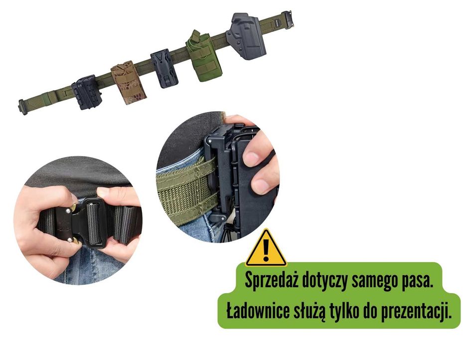 USZTYWNIONY Dwuczęściowy Pas Taktyczny MOLLE Ranger Green
