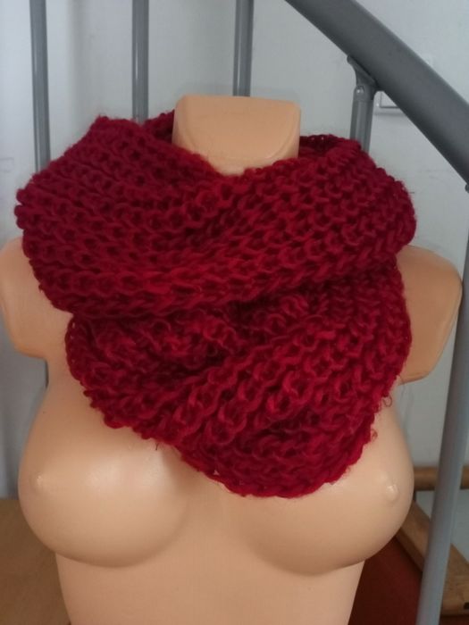 Komin dzianinowy szalik bordowy zimowy miękki i lekki