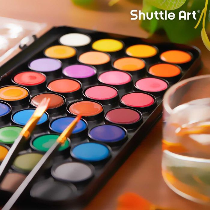 Farby akwarelowe Shuttle Art 48 kolorów z 10 pędzlami, do szkoły, domu
