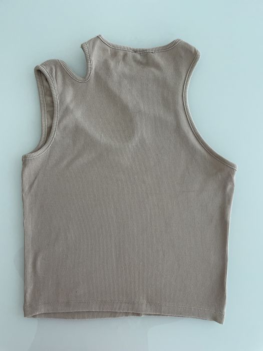 Top canelado bege stradivarius S