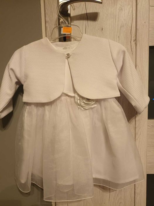 Sukienka chrzest, bolerko, biała, elegancka