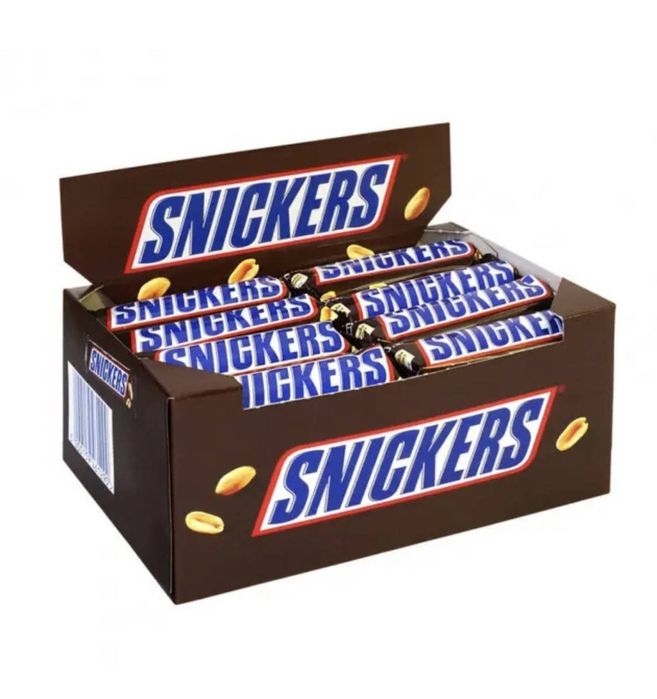 Снікерс 50,112 грам, баунті 57 грам