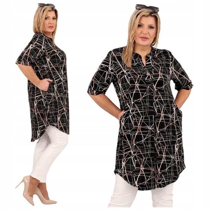 Tunika Z Kieszeniami Duże Rozmiary Polski Producent Sukienka Elastyczn