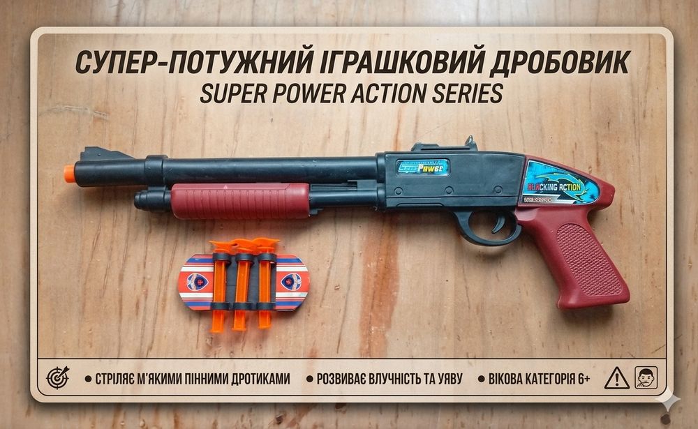 Іграшковий дробовик на ліпучках