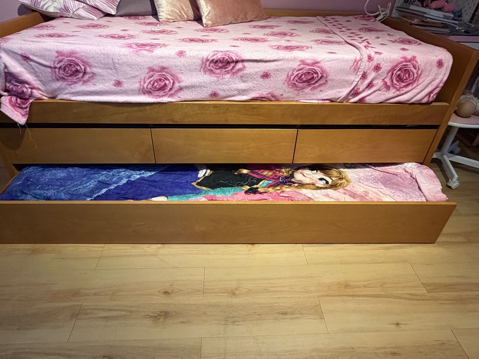 Cama dupla solteiro madeira maciça  com 3 gavetas