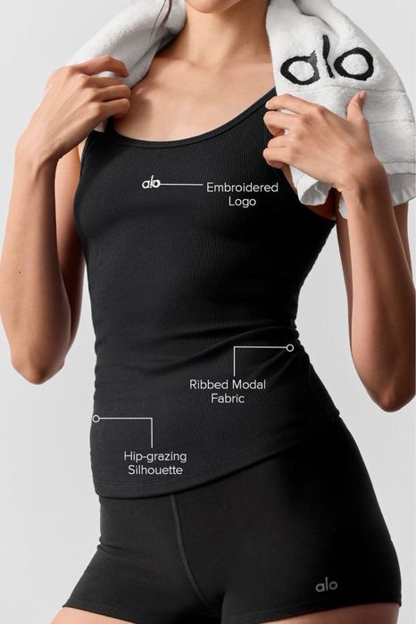 Майка топ на бретелях alo yoga ribbed prosper tank