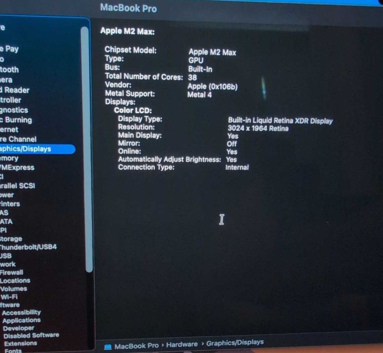 MacBook Pro 16,2" M2 Max | 32gb 1TB SSD | 12c CPU 38c GPU | 85% Pojemności