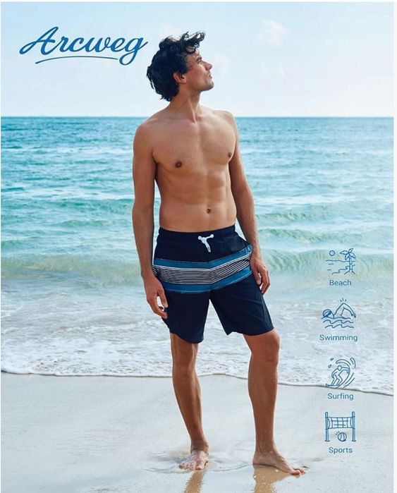 Męskie szorty kąpielowe/plażowe, czarnoszare, rozmiar L ARCWEG