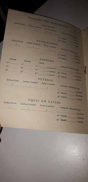 Jogos Desportivos Universitários 1951 Coimbra (Programa) Mocidade