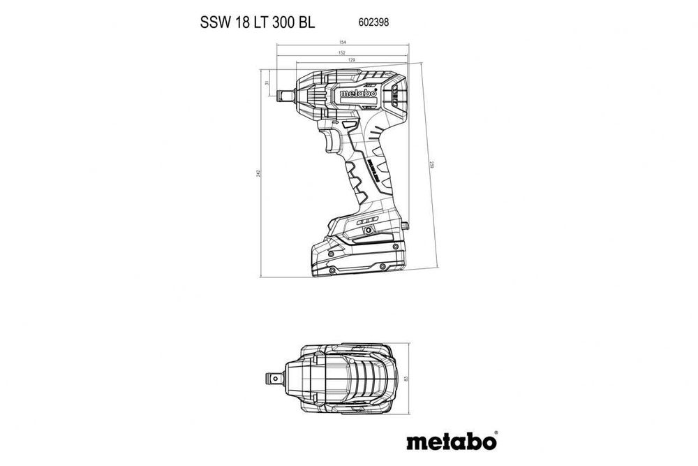 Klucz udarowy akum 1/2" Metabo SSW 18 LT 300 BL 2x4Ah + METABOX 145