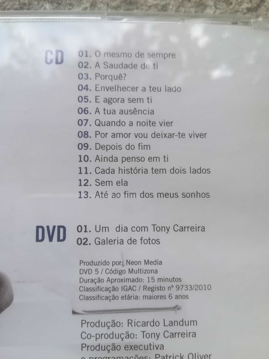 Cd + dvd Tony carreira o mesmo de sempre