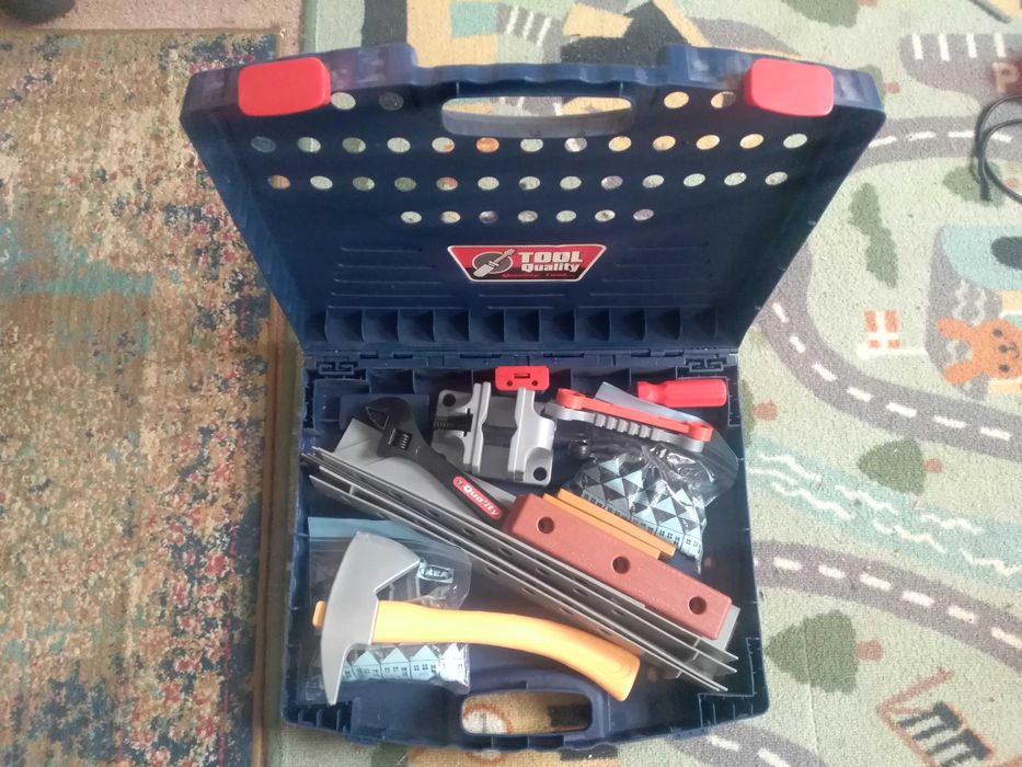 Zestaw stół narzędziowy dla dzieci warsztat imadło narzedzia plastik