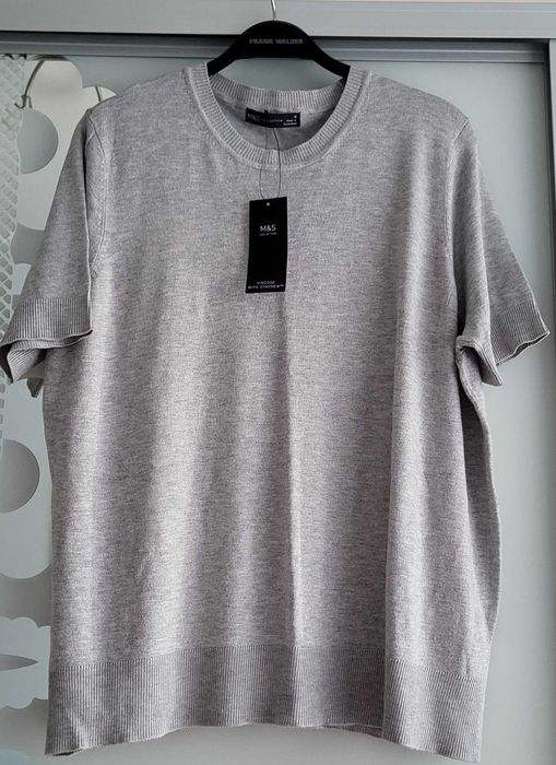 Новий в'язаний топ Marks & Spencer, р. 18 (52-54), віскоза. Джемпер з коротким рукавом.