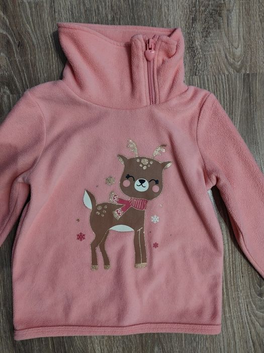 Ciepła bluza polarowa ze stójką pudrowy róż C&A dziewczynka 110