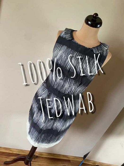 S m banana republic sukienka jedwab silk midi wzory basic 36 38