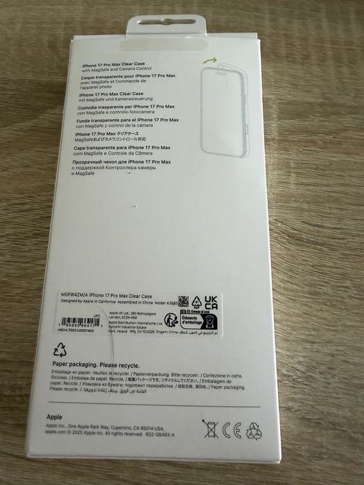 Etui APPLE Clear Case MagSafe do iPhone 17 Pro Max Przezroczysty