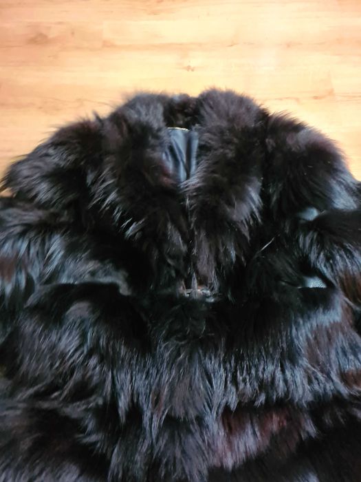 Przepiękne eleganckie futro lis, przeplatane skórą 44 / 46 - XXL / 3XL