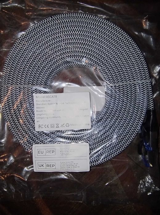 Kabel przewód sieciowy RJ45 8m Cat 8 Kat. 8 płaski LAN S/FTP 5m 10m 3m