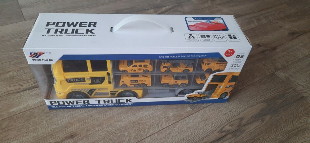 Nowe duże auto budowlane żółte+ 6 małych autek