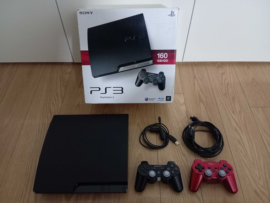 PS3 slim PlayStation 3, 2 comandos, 10 jogos (retomo jogos PS1 e PS2)