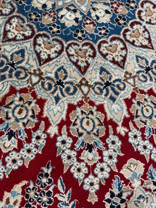 Nowy Okrągły Dywan Perski z Jedwabiem Iran Nain 210x210 gal. 25 tyś