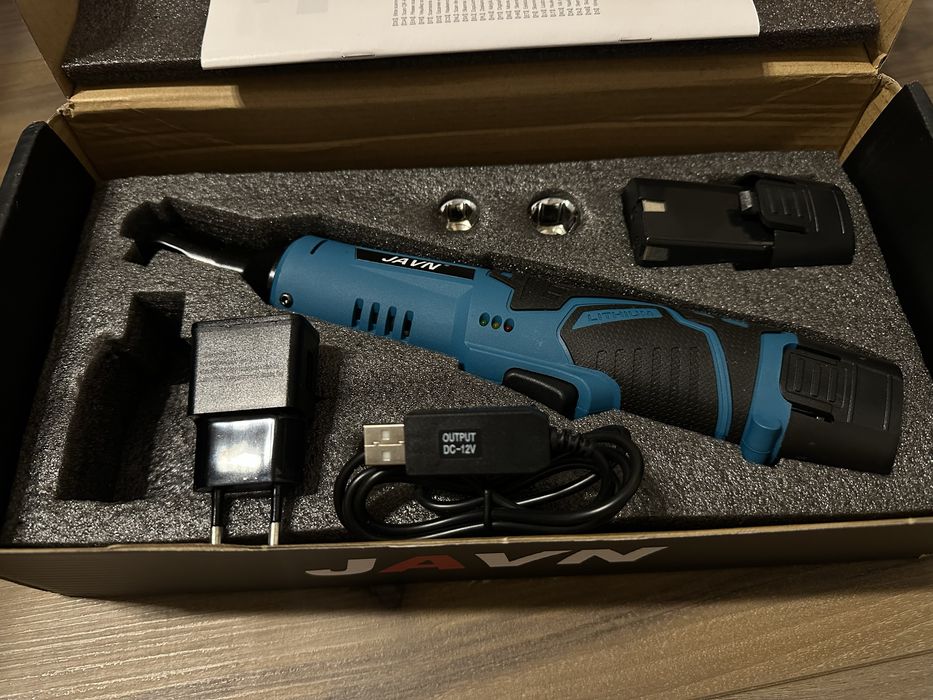 Кутовий гайковерт 3/8” 45Нм 12V, акумуляторна тріскачка