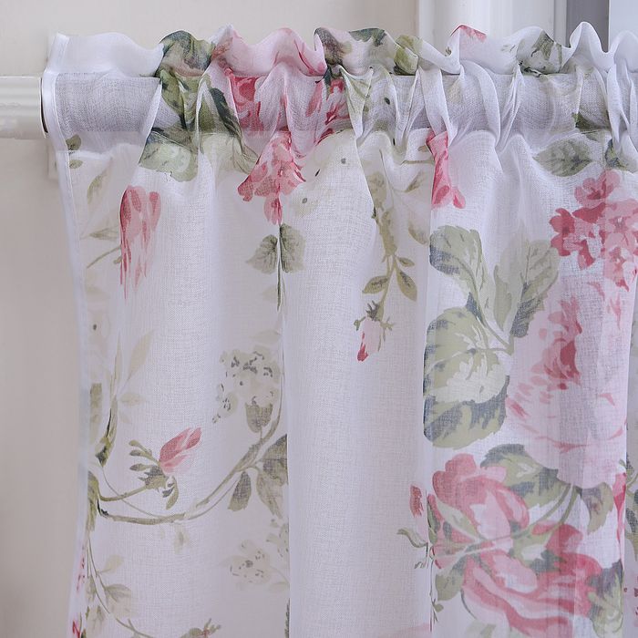 Firana 140x300 z etaminy w kwiaty