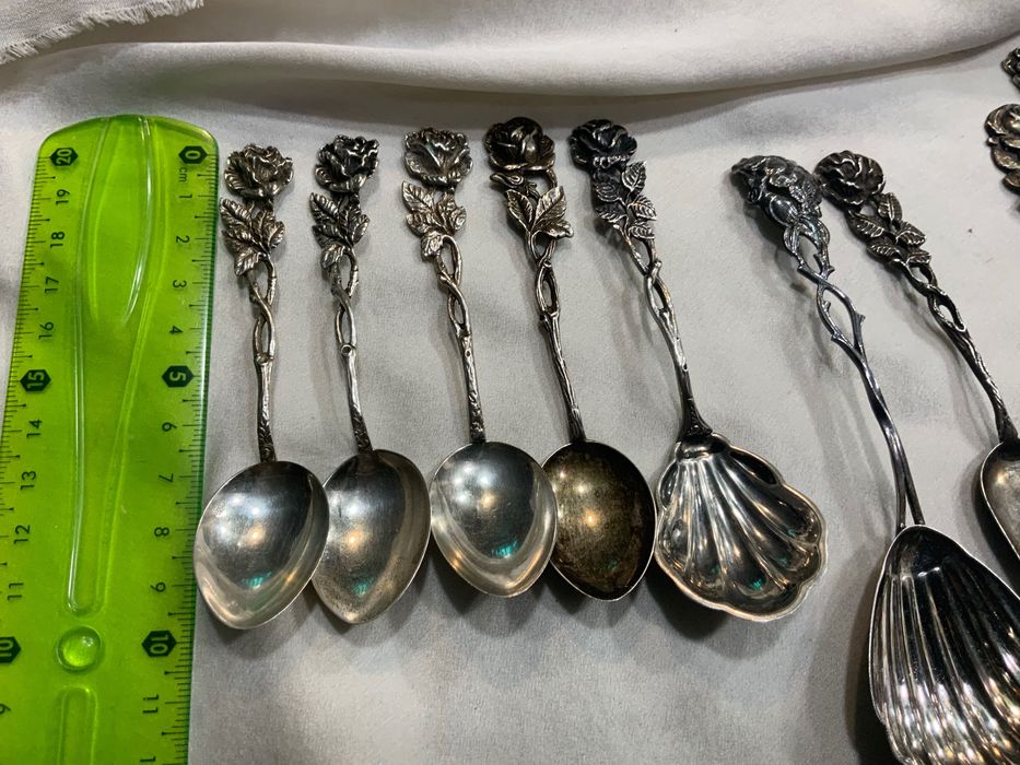 Вінтажна Срібна ложечка виделочка  Хільдесхаймська троянда серебро