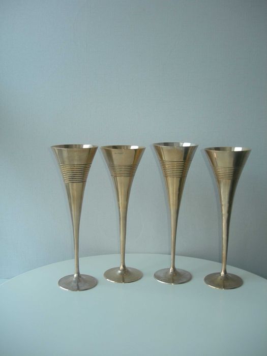 Бокалы, бронза, Англия, большие, h 24 см, 4 шт