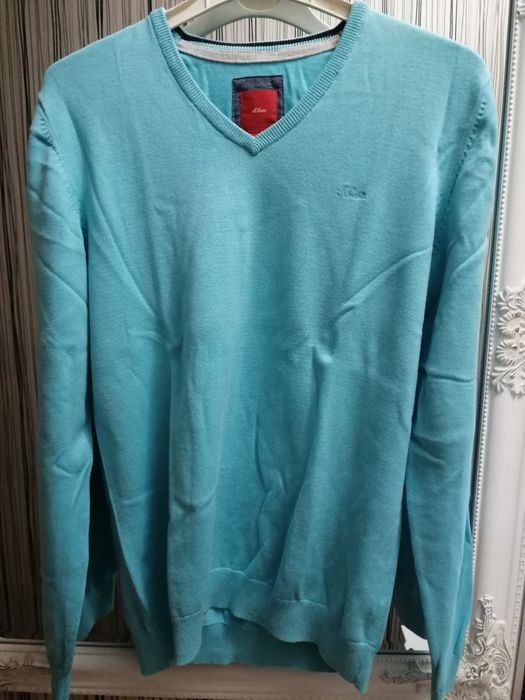 Turkusowy męski sweter marki s.Oliver