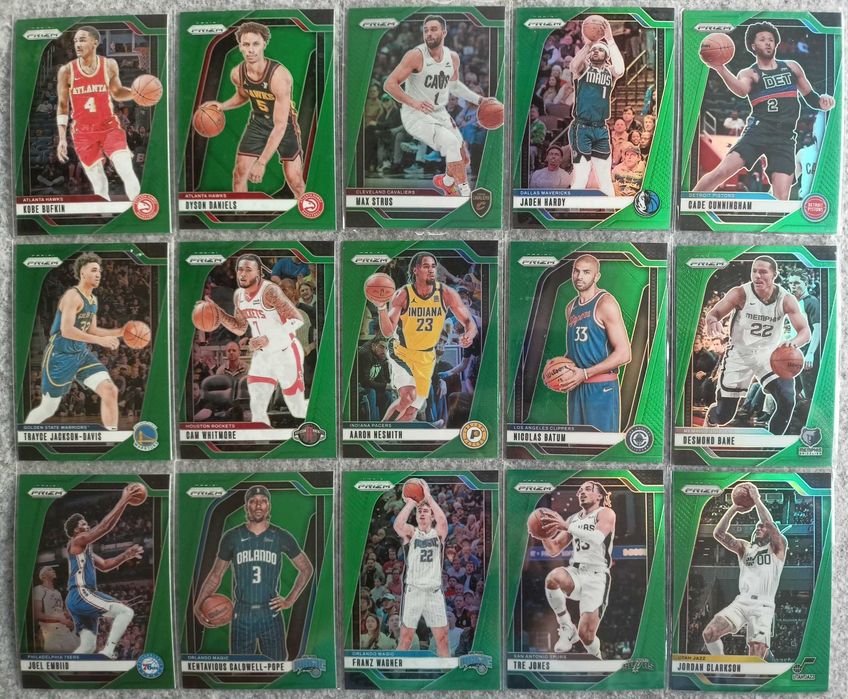 23 karty NBA 2024-25 Panini Prizm Green Cunningham Embiid Wagner Bane