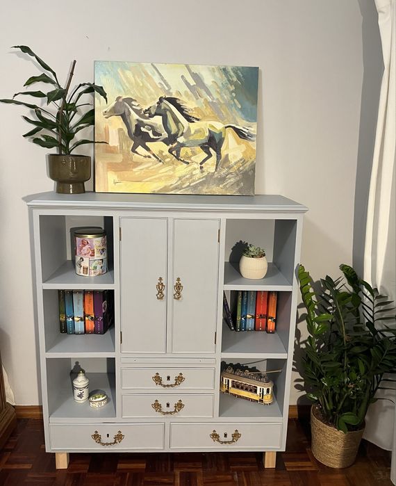 Movel de madeira maciça apoio, corredor, livreiro, estante, gavetas