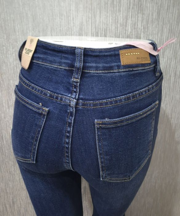 Spodnie rurki granat złote guziki Re dress xs