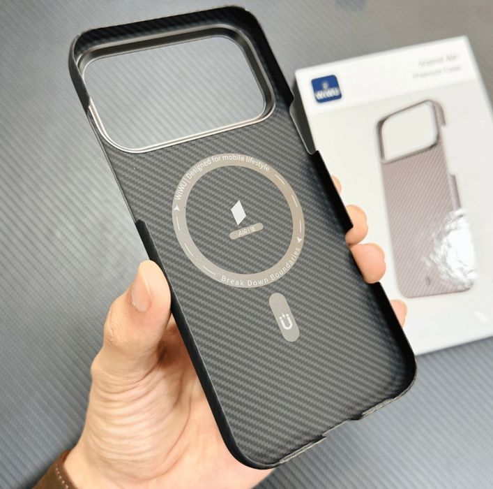 Чехол Wiwu Aramid Air на iPhone 17 Pro Карбоновый арамид кевлар 600D чохол карбоновий Magsafe магнітний