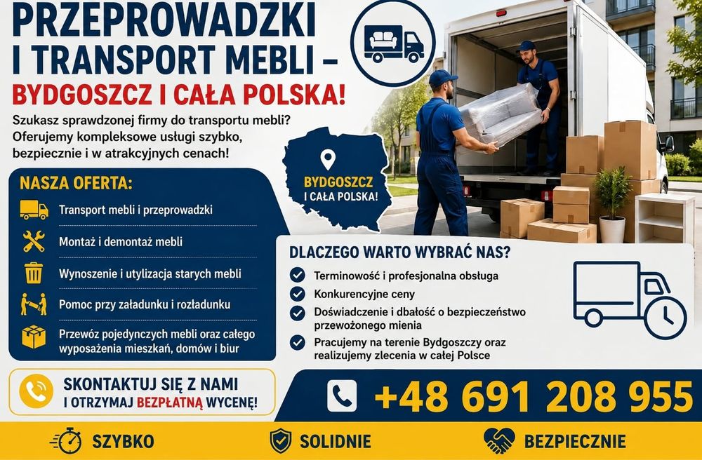 Transport,  Przeprowadzki , Tragarze , Utylizacja , Montaż Mebli