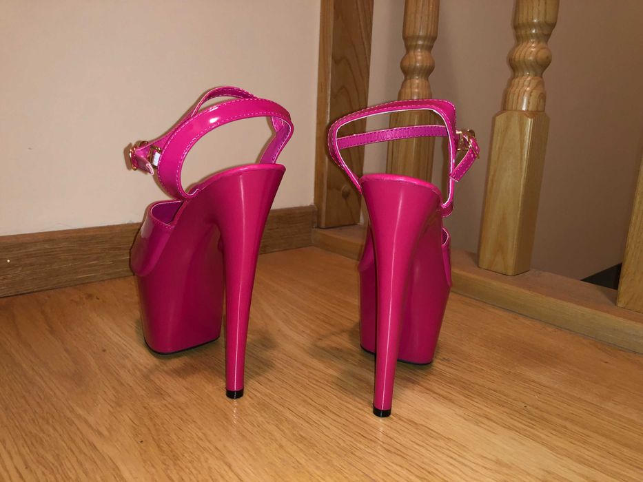 26/ Szklanki gogo szpilki 18 cm  sandały 37 różowe nowe pole dance