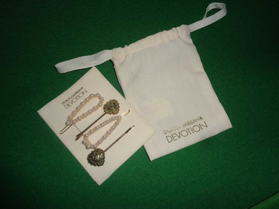 Luksusowe spinki wsuwki Dolce & Gabbana Devotion NOWE Zestaw 4 szt. z woreczkiem