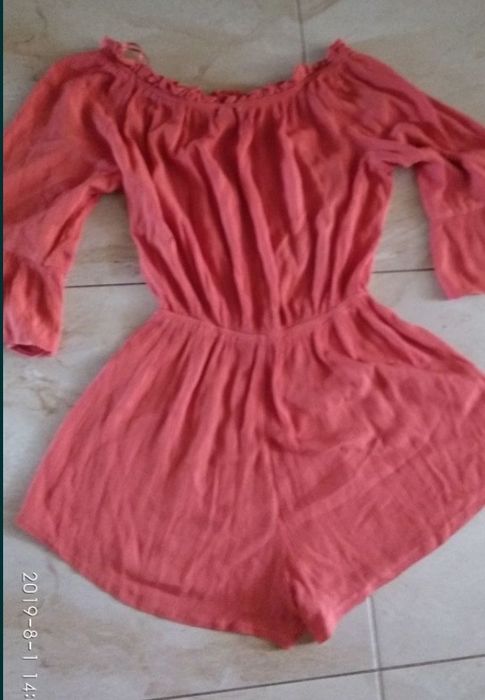 Kombinezon spodnium TopShop 38/40 M  pomarańczowy rękawy ażurkowy