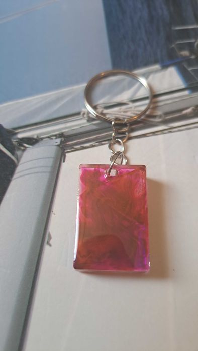 Handmade Breloczek prostokąt czerwień
