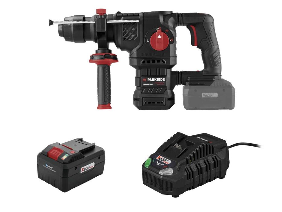 ZESTAW MOCNA Aku młotowiertarka Parkside Parkside PKHAP 2058+8Ah+ŁAD