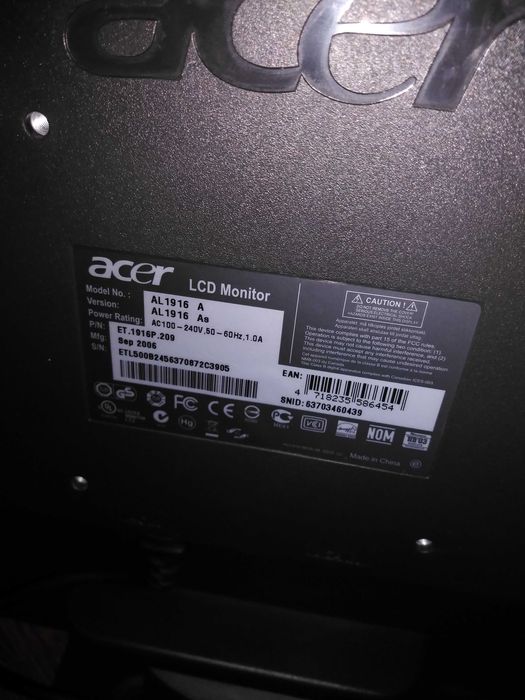Monitor LCD Acer 19'