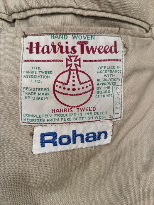 Vintage Harris Tweed ręcznie tkany szkocki płaszcz z wełny lata 60-70