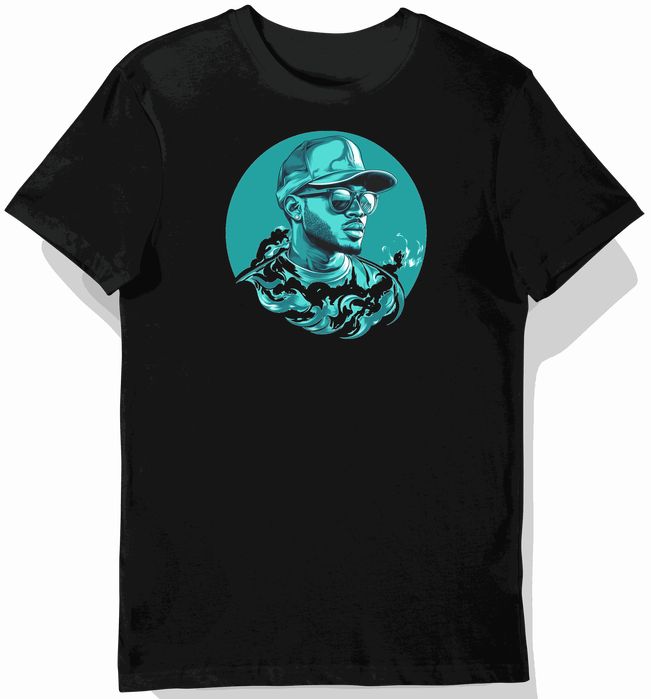 Koszulka męska czarna z nadrukiem artystycznym hip-hop L