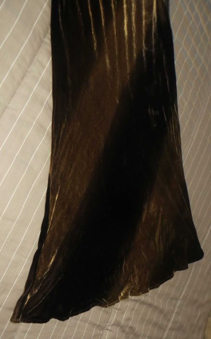 Vestido Veludo castanho degradé até ao dourado - Modelo Único, Tam. M
