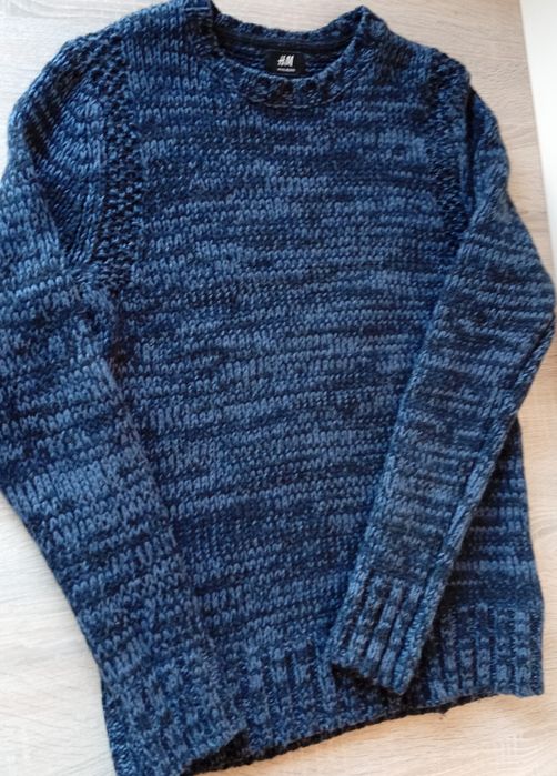 Granatowy wełniany sweter , H&M, rozmiar S