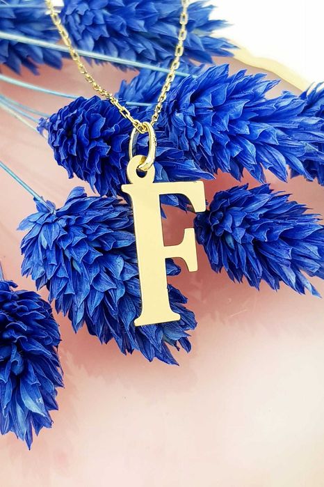 Złota zawieszka do łańcuszka litera F pr.585