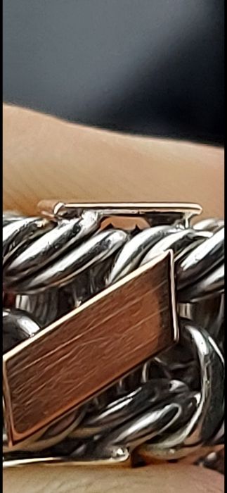 Дешево масивний браслет срібло та золоті пластини супер на подарунок