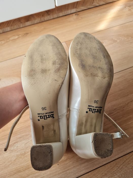 Buty ślubne perłowe czółenka brilu